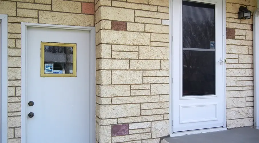 Masonry front porch around doors