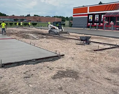 Commercial concrete parking lot