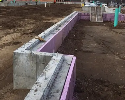 Commercial concrete construction pouring walls