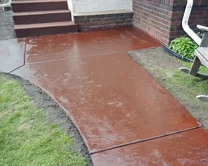 Stamped concrete leading to steps